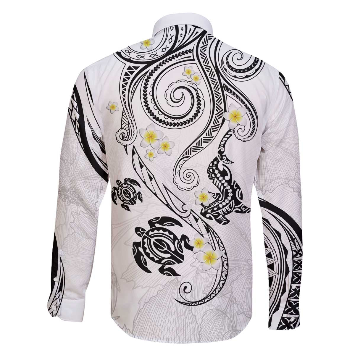 Polynesia Tribal Family Matching Off The Shoulder Long Sleeve Dress and Hawaiian Shirt White Plumeria Tentacles LT7 - Polynesian Pride