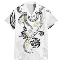 Polynesia Tribal Family Matching Short Sleeve Bodycon Dress and Hawaiian Shirt White Plumeria Tentacles LT7 Dad's Shirt - Short Sleeve White - Polynesian Pride