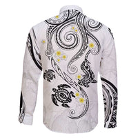 Polynesia Tribal Family Matching Short Sleeve Bodycon Dress and Hawaiian Shirt White Plumeria Tentacles LT7 - Polynesian Pride