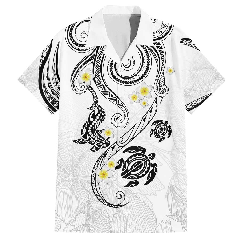 Polynesia Tribal Family Matching Summer Maxi Dress and Hawaiian Shirt White Plumeria Tentacles LT7 Dad's Shirt - Short Sleeve White - Polynesian Pride