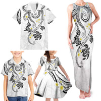 Polynesia Tribal Family Matching Tank Maxi Dress and Hawaiian Shirt White Plumeria Tentacles LT7 - Polynesian Pride