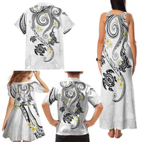 Polynesia Tribal Family Matching Tank Maxi Dress and Hawaiian Shirt White Plumeria Tentacles LT7 - Polynesian Pride