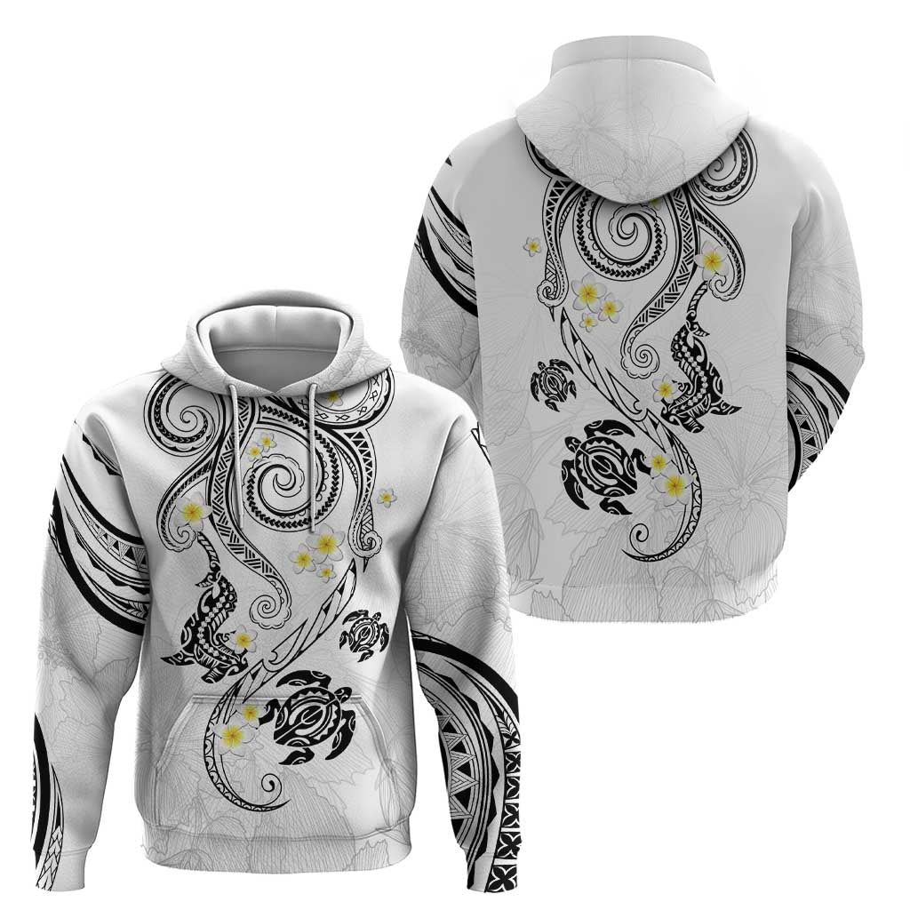 Polynesia Tribal Hoodie White Plumeria Tentacles LT7 - Polynesian Pride