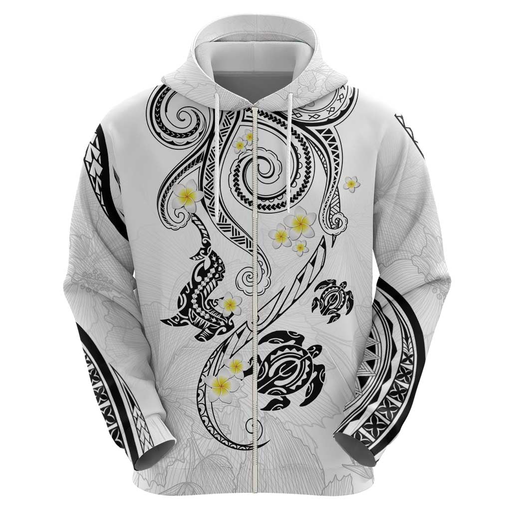 Polynesia Tribal Hoodie White Plumeria Tentacles LT7 - Polynesian Pride