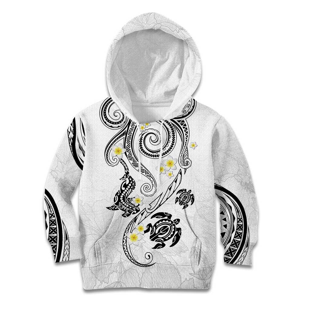 Polynesia Tribal Kid Hoodie White Plumeria Tentacles LT7 Hoodie White - Polynesian Pride