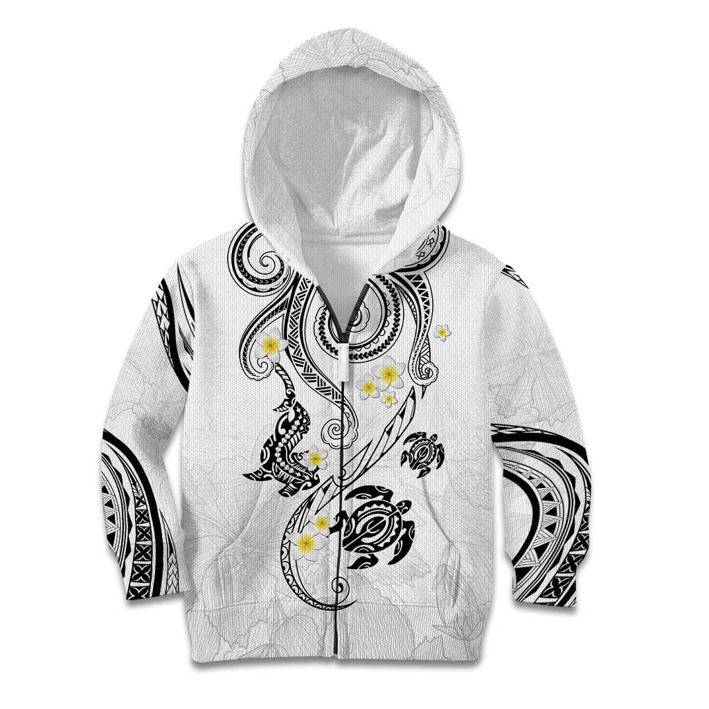 Polynesia Tribal Kid Hoodie White Plumeria Tentacles LT7 Zip Hoodie White - Polynesian Pride