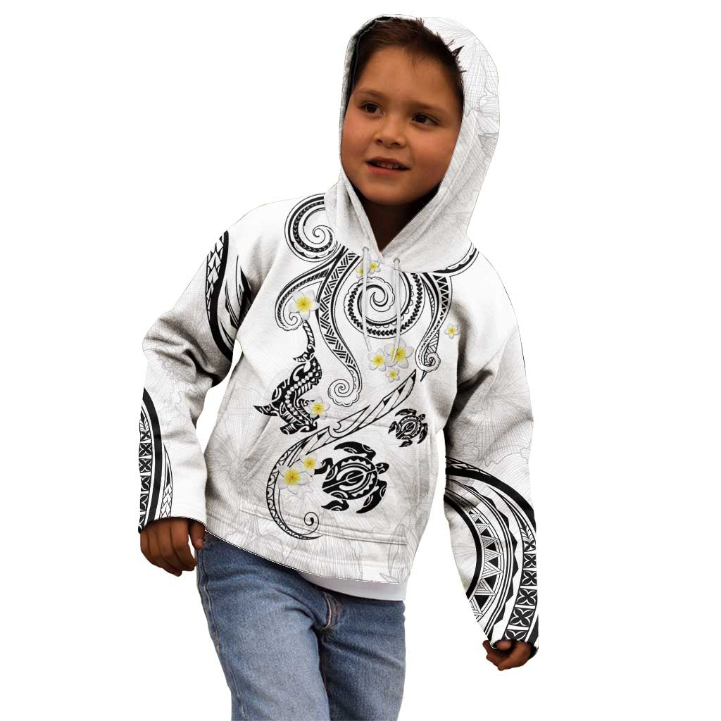 Polynesia Tribal Kid Hoodie White Plumeria Tentacles LT7 - Polynesian Pride