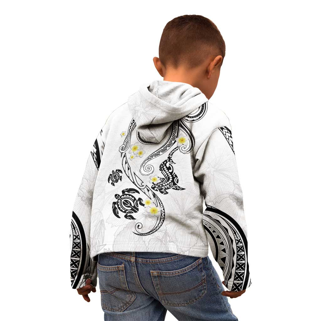 Polynesia Tribal Kid Hoodie White Plumeria Tentacles LT7 - Polynesian Pride