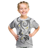 Polynesia Tribal Kid T Shirt White Plumeria Tentacles LT7 White - Polynesian Pride