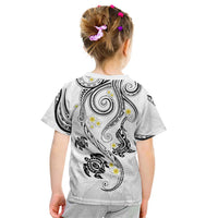 Polynesia Tribal Kid T Shirt White Plumeria Tentacles LT7 - Polynesian Pride
