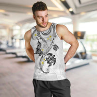 Polynesia Tribal Men Tank Top White Plumeria Tentacles LT7 White - Polynesian Pride