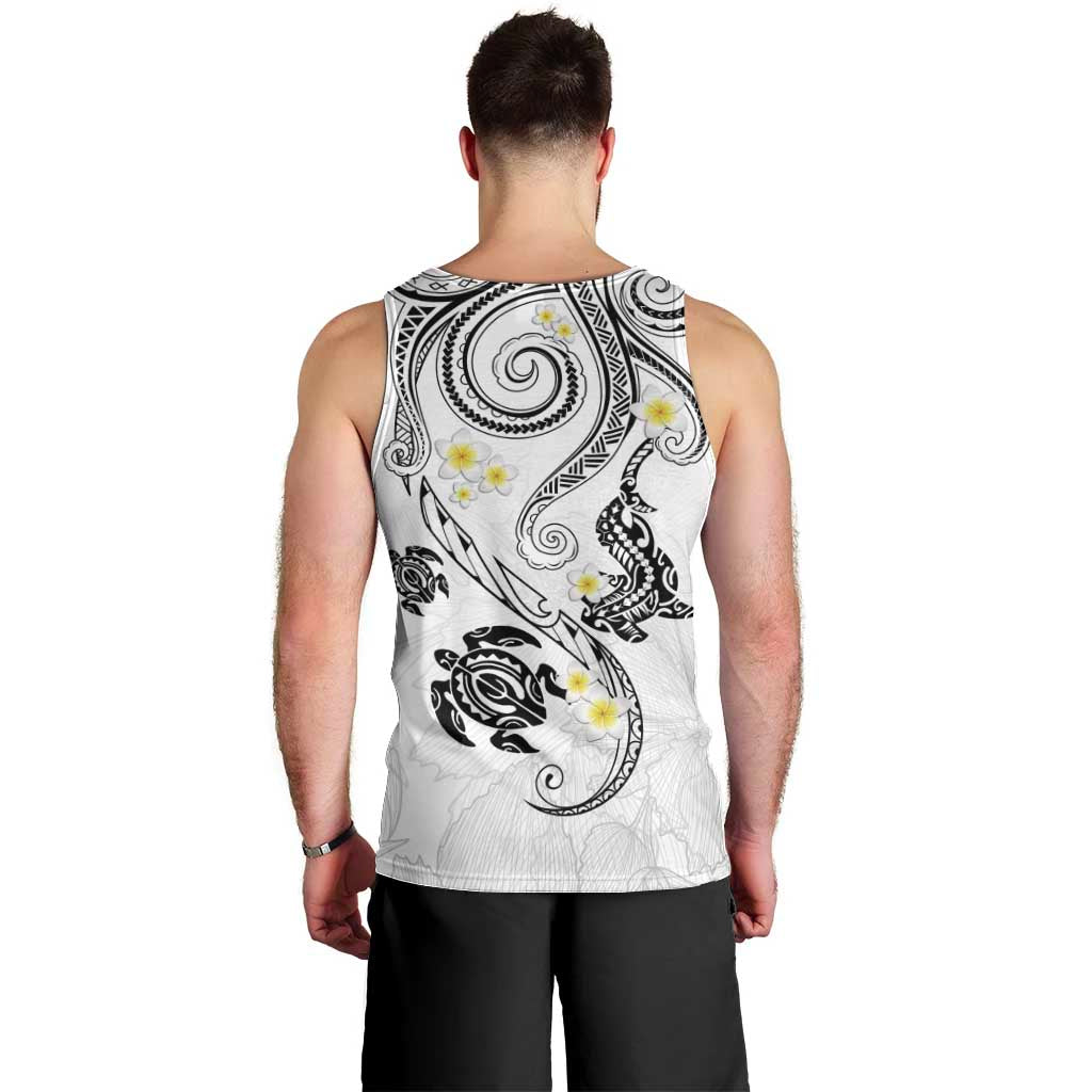 Polynesia Tribal Men Tank Top White Plumeria Tentacles LT7 - Polynesian Pride