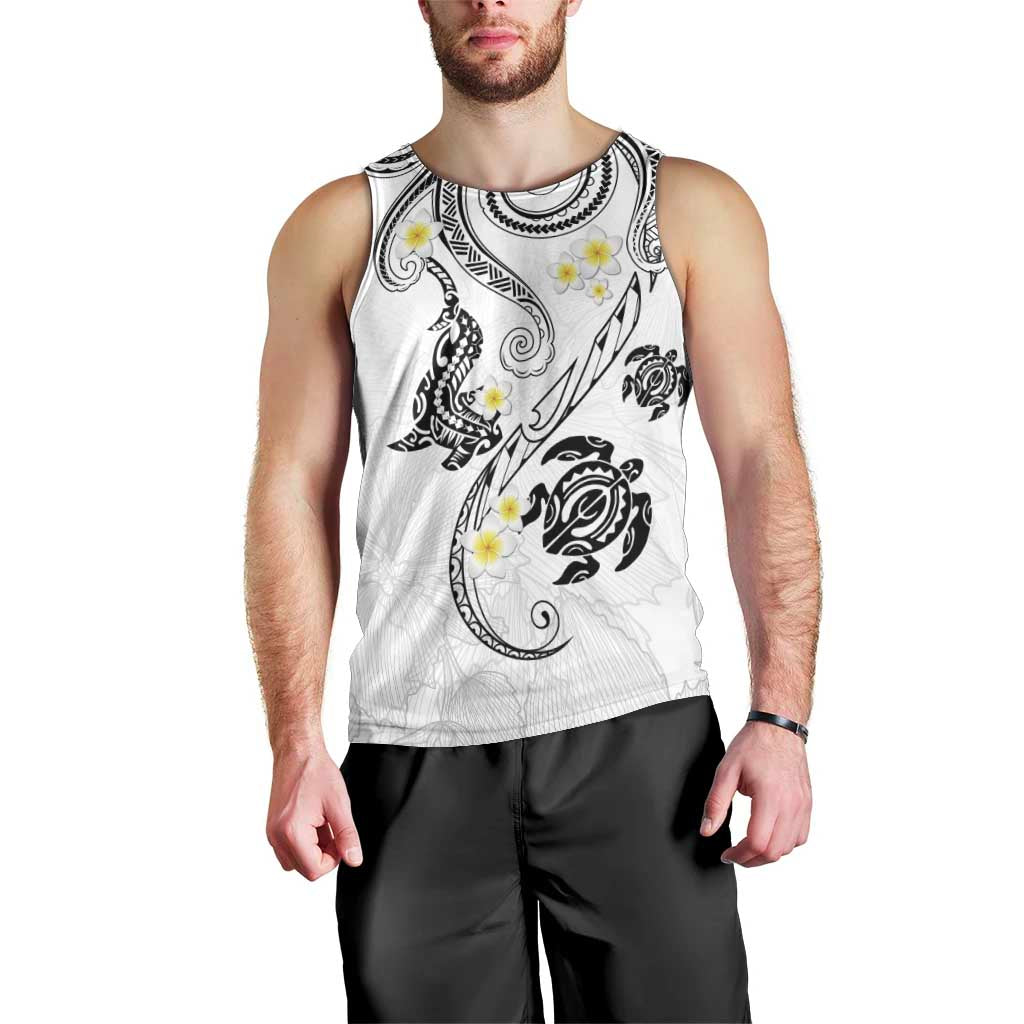 Polynesia Tribal Men Tank Top White Plumeria Tentacles LT7 - Polynesian Pride