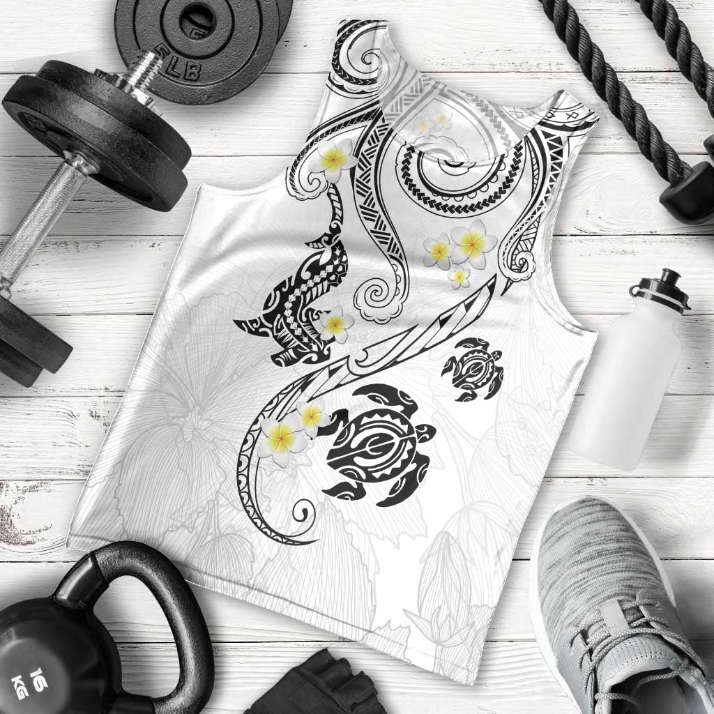 Polynesia Tribal Men Tank Top White Plumeria Tentacles LT7 - Polynesian Pride