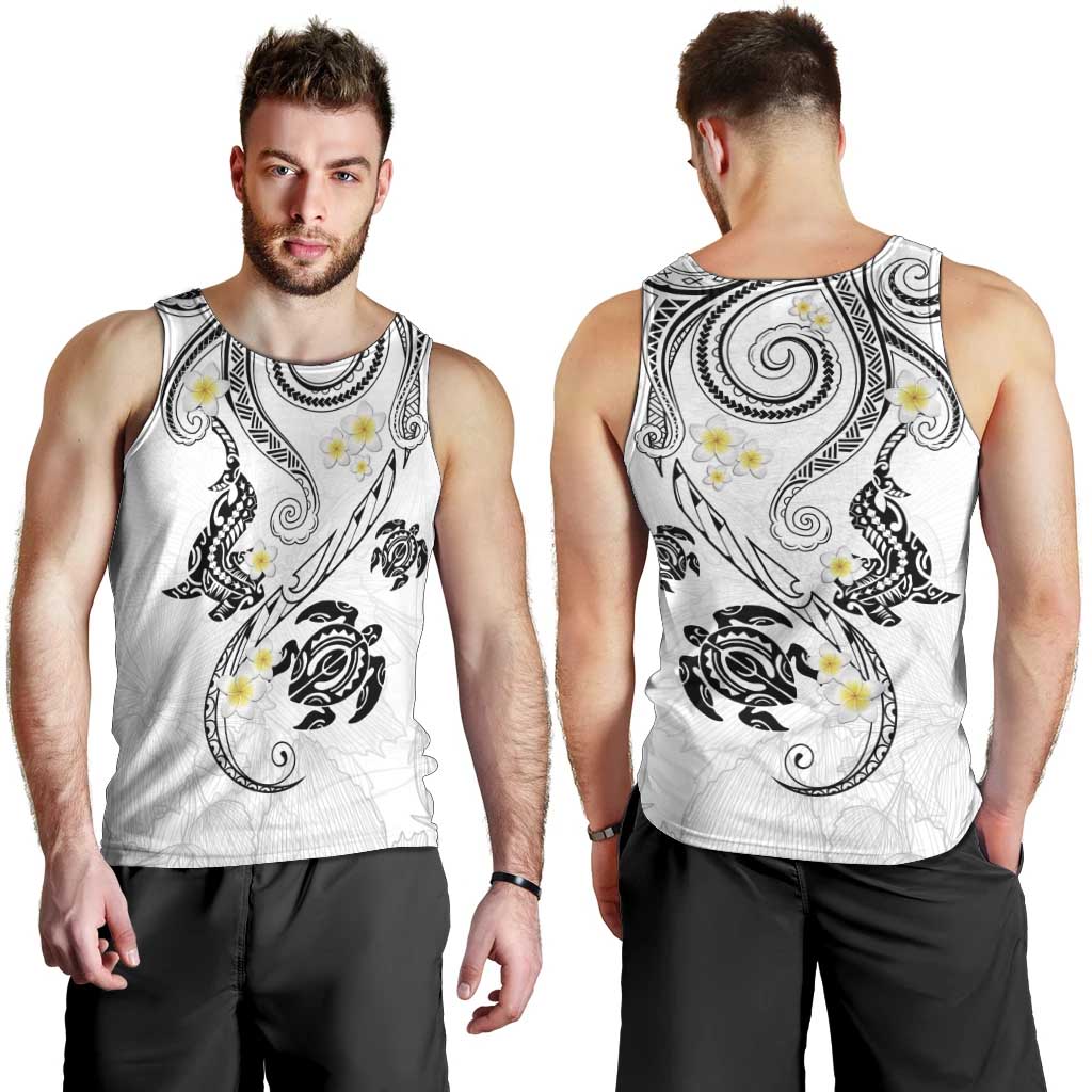 Polynesia Tribal Men Tank Top White Plumeria Tentacles LT7 - Polynesian Pride
