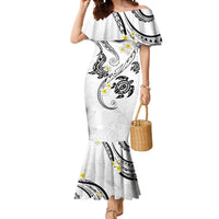 Polynesia Tribal Mermaid Dress White Plumeria Tentacles LT7 Women White - Polynesian Pride