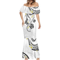 Polynesia Tribal Mermaid Dress White Plumeria Tentacles LT7 - Polynesian Pride