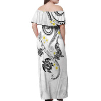 Polynesia Tribal Off Shoulder Maxi Dress White Plumeria Tentacles LT7 - Polynesian Pride