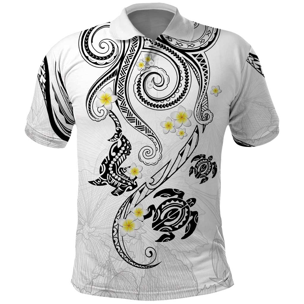 Polynesia Tribal Polo Shirt White Plumeria Tentacles LT7 White - Polynesian Pride