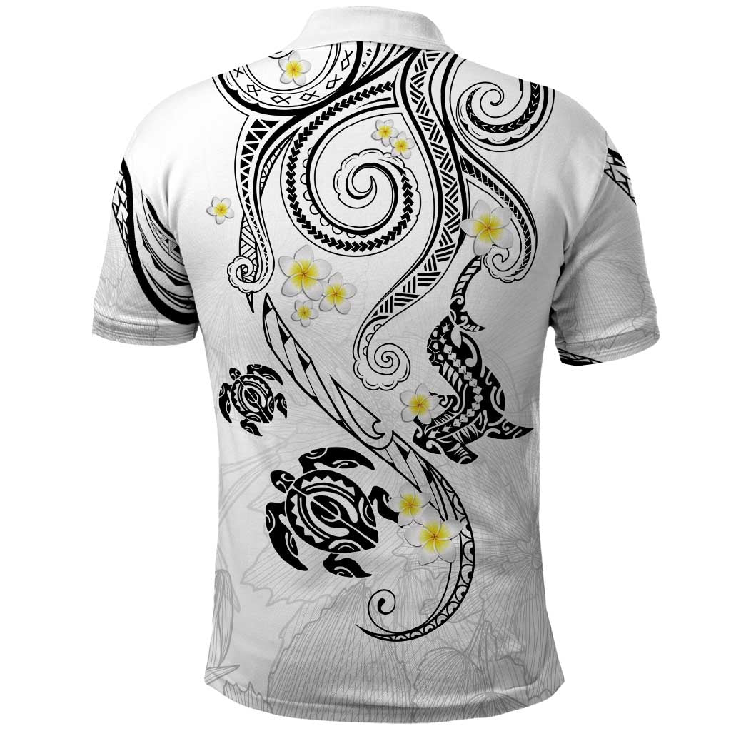 Polynesia Tribal Polo Shirt White Plumeria Tentacles LT7 - Polynesian Pride