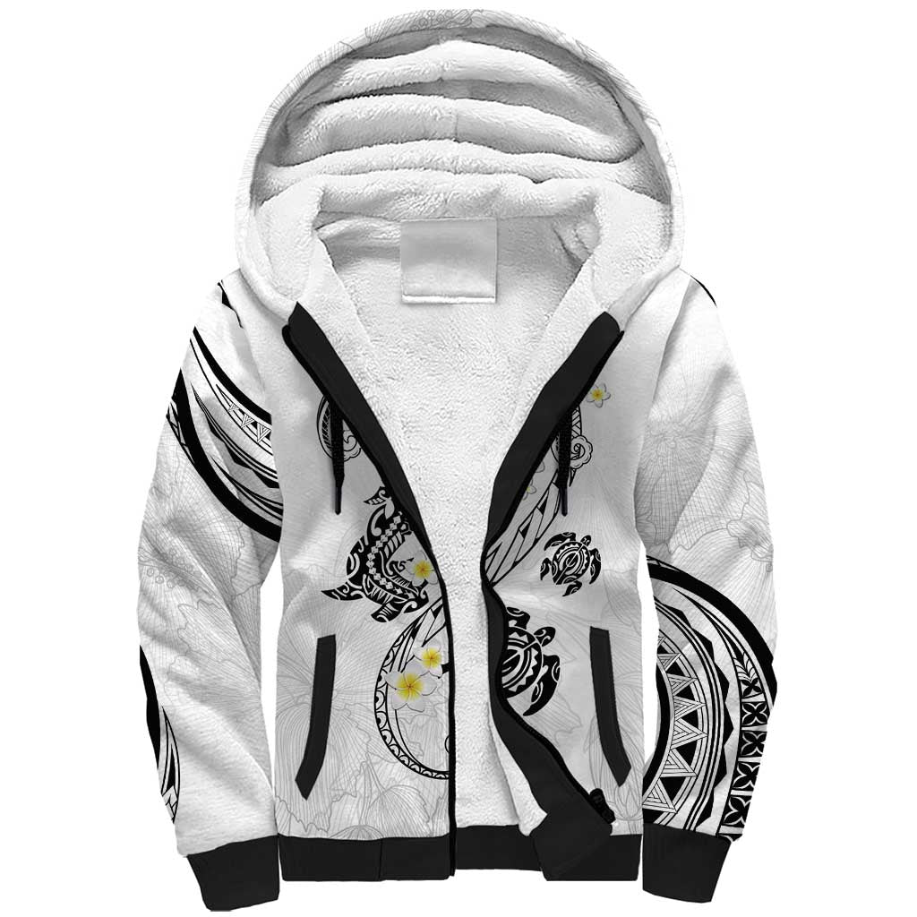 Polynesia Tribal Sherpa Hoodie White Plumeria Tentacles LT7 Unisex White - Polynesian Pride