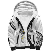 Polynesia Tribal Sherpa Hoodie White Plumeria Tentacles LT7 Unisex White - Polynesian Pride