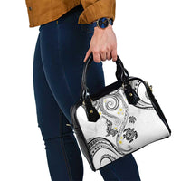 Polynesia Tribal Shoulder Handbag White Plumeria Tentacles LT7 - Polynesian Pride