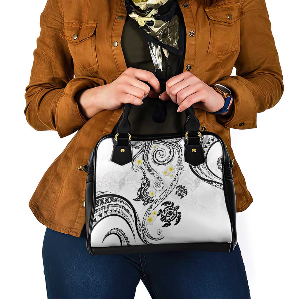 Polynesia Tribal Shoulder Handbag White Plumeria Tentacles LT7 - Polynesian Pride