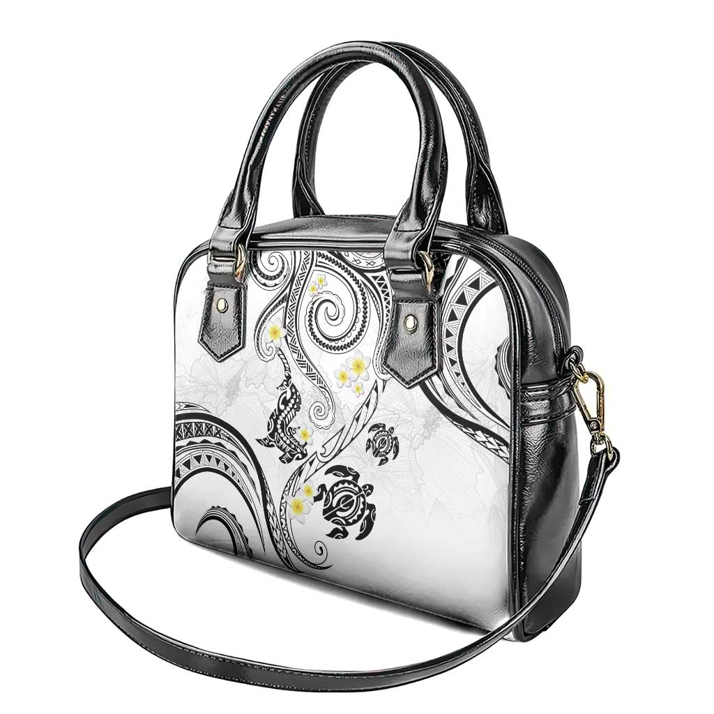 Polynesia Tribal Shoulder Handbag White Plumeria Tentacles LT7 - Polynesian Pride