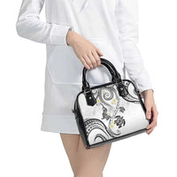 Polynesia Tribal Shoulder Handbag White Plumeria Tentacles LT7 - Polynesian Pride
