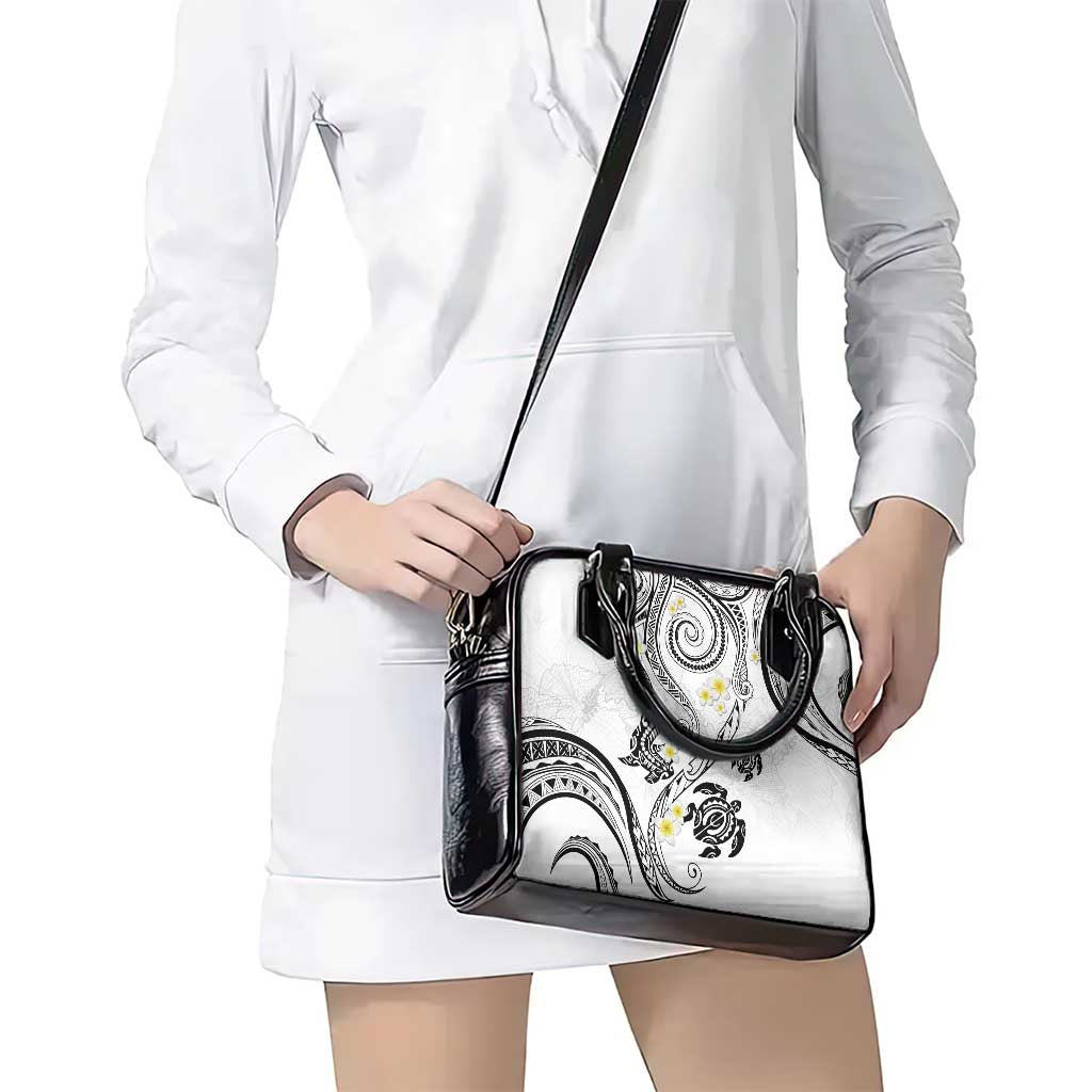 Polynesia Tribal Shoulder Handbag White Plumeria Tentacles LT7 - Polynesian Pride