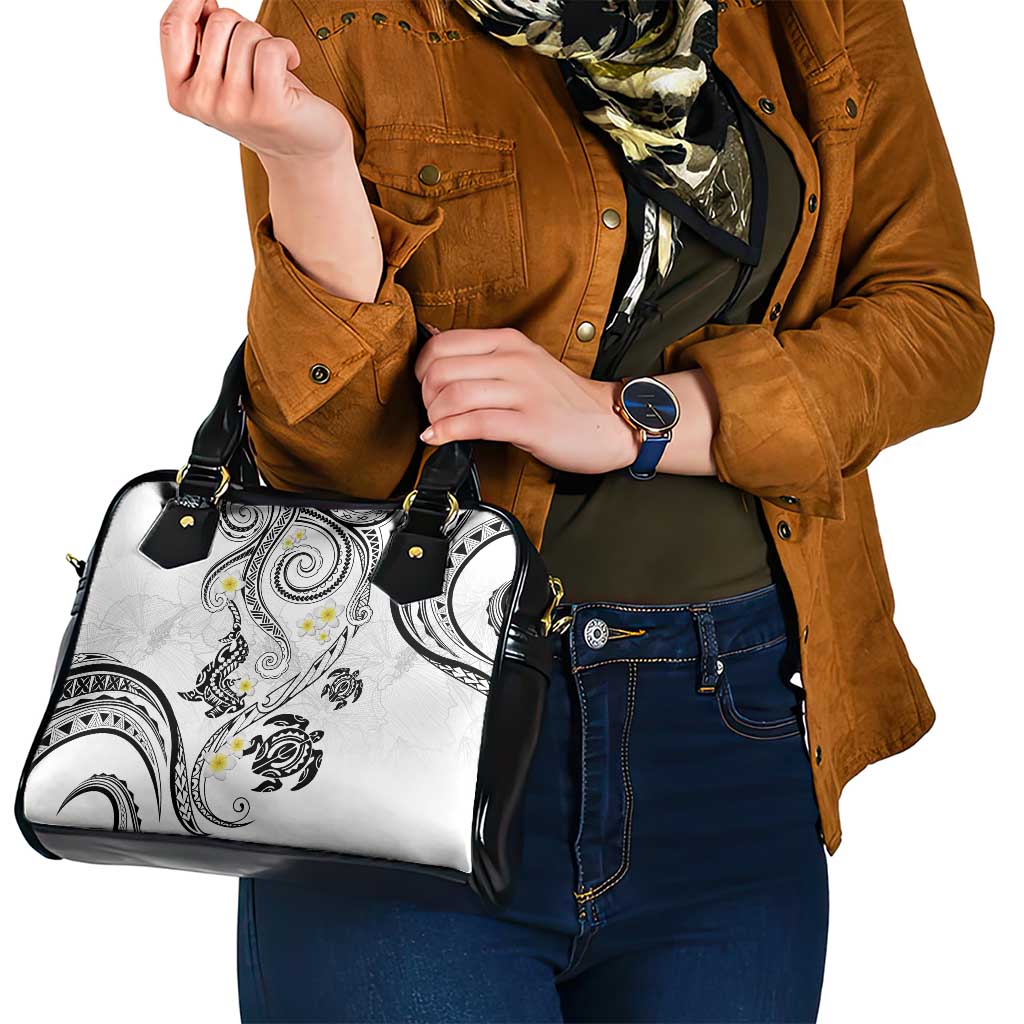 Polynesia Tribal Shoulder Handbag White Plumeria Tentacles LT7 - Polynesian Pride