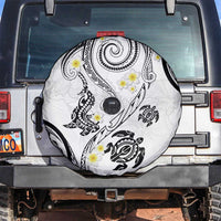 Polynesia Tribal Spare Tire Cover White Plumeria Tentacles LT7 White - Polynesian Pride