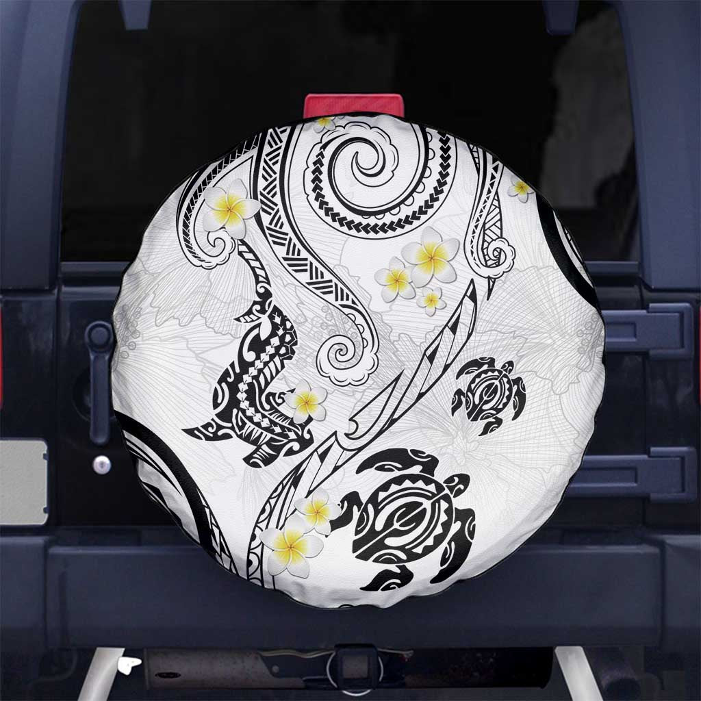 Polynesia Tribal Spare Tire Cover White Plumeria Tentacles LT7 - Polynesian Pride