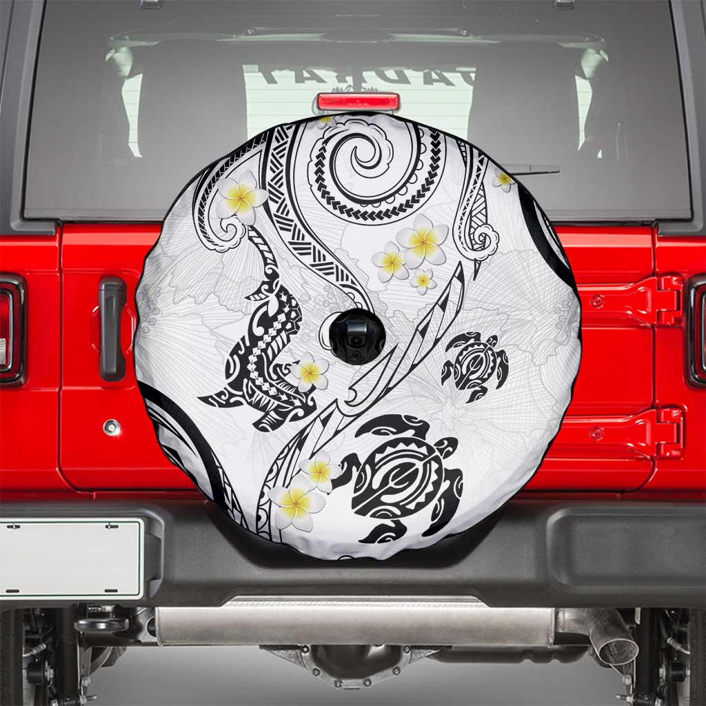 Polynesia Tribal Spare Tire Cover White Plumeria Tentacles LT7 - Polynesian Pride