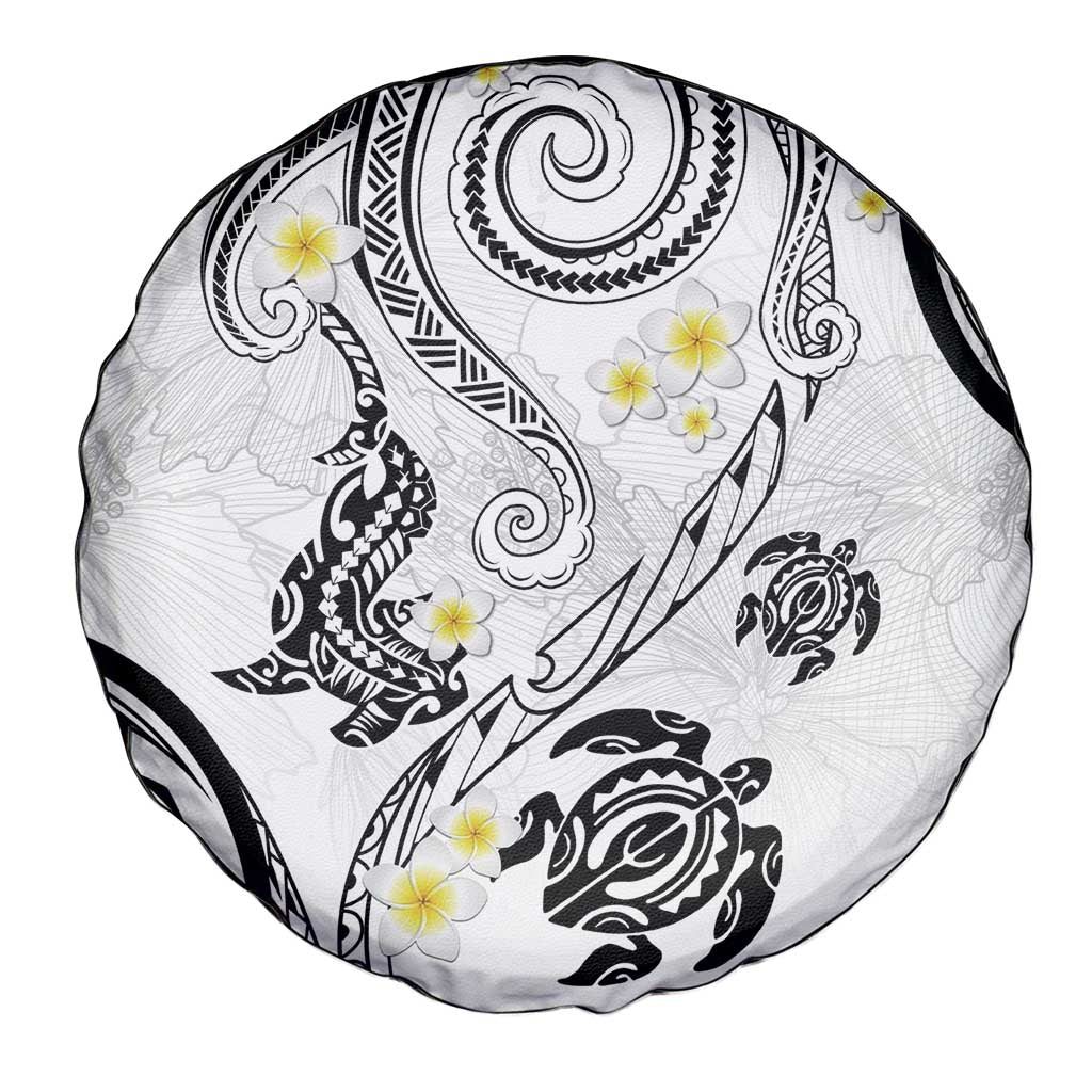 Polynesia Tribal Spare Tire Cover White Plumeria Tentacles LT7 - Polynesian Pride