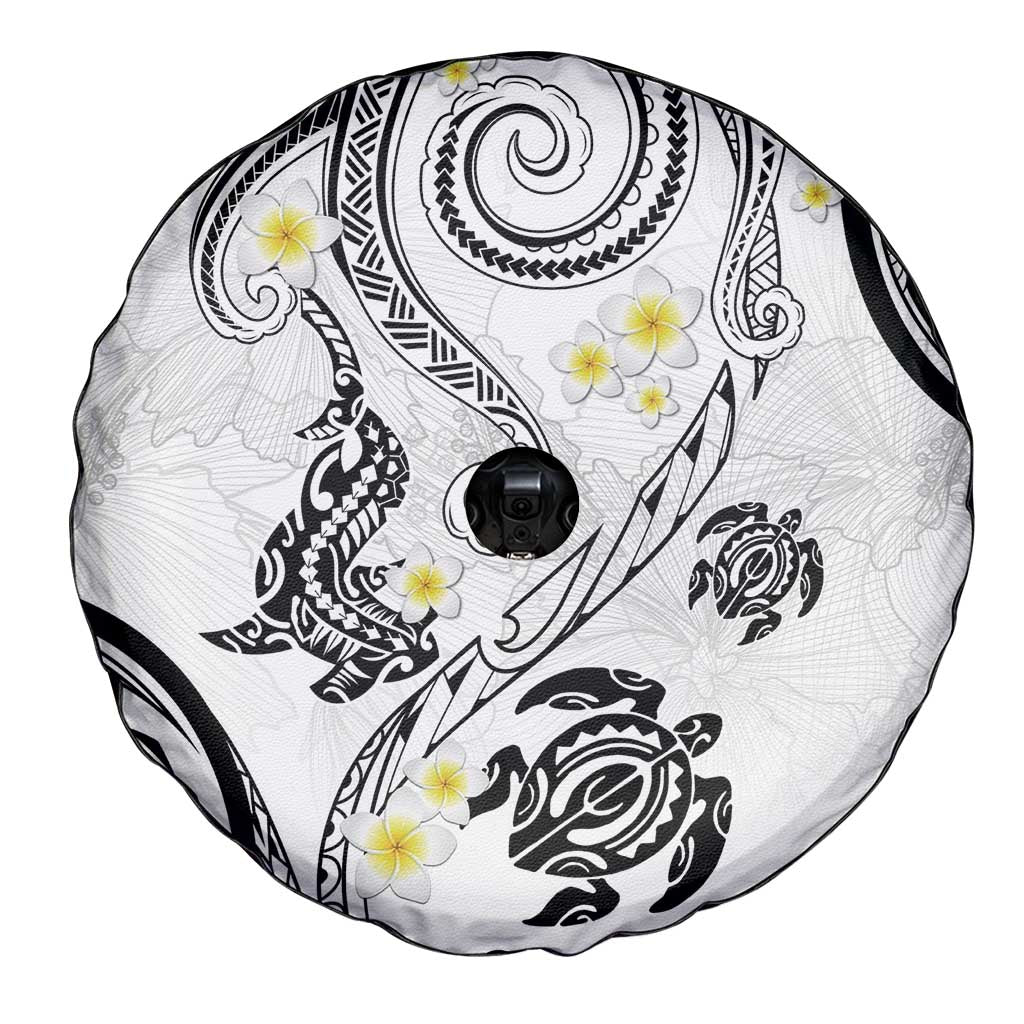 Polynesia Tribal Spare Tire Cover White Plumeria Tentacles LT7 - Polynesian Pride
