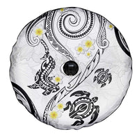 Polynesia Tribal Spare Tire Cover White Plumeria Tentacles LT7 - Polynesian Pride