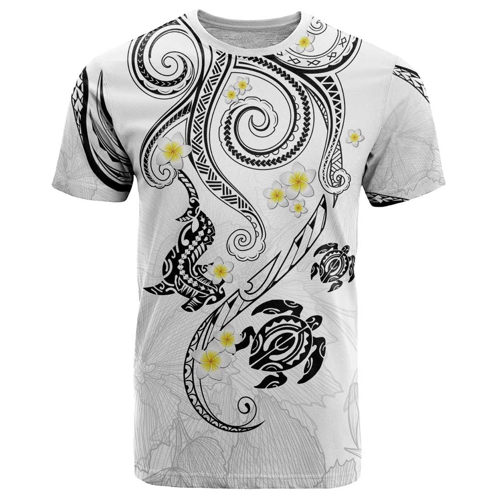 Polynesia Tribal T Shirt White Plumeria Tentacles LT7 White - Polynesian Pride