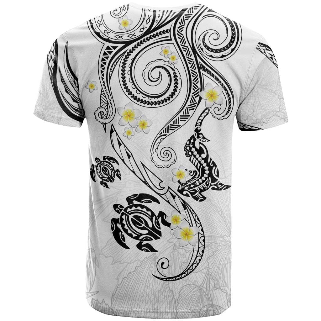 Polynesia Tribal T Shirt White Plumeria Tentacles LT7 - Polynesian Pride
