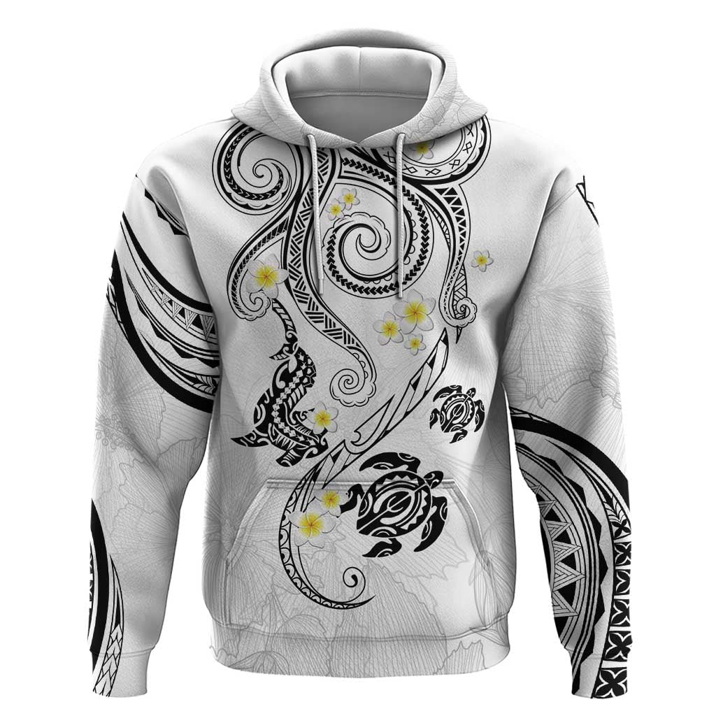 Polynesia Tribal Zip Hoodie White Plumeria Tentacles LT7 Pullover Hoodie White - Polynesian Pride