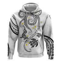 Polynesia Tribal Zip Hoodie White Plumeria Tentacles LT7 Pullover Hoodie White - Polynesian Pride