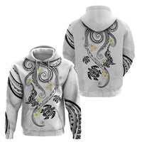 Polynesia Tribal Zip Hoodie White Plumeria Tentacles LT7 - Polynesian Pride