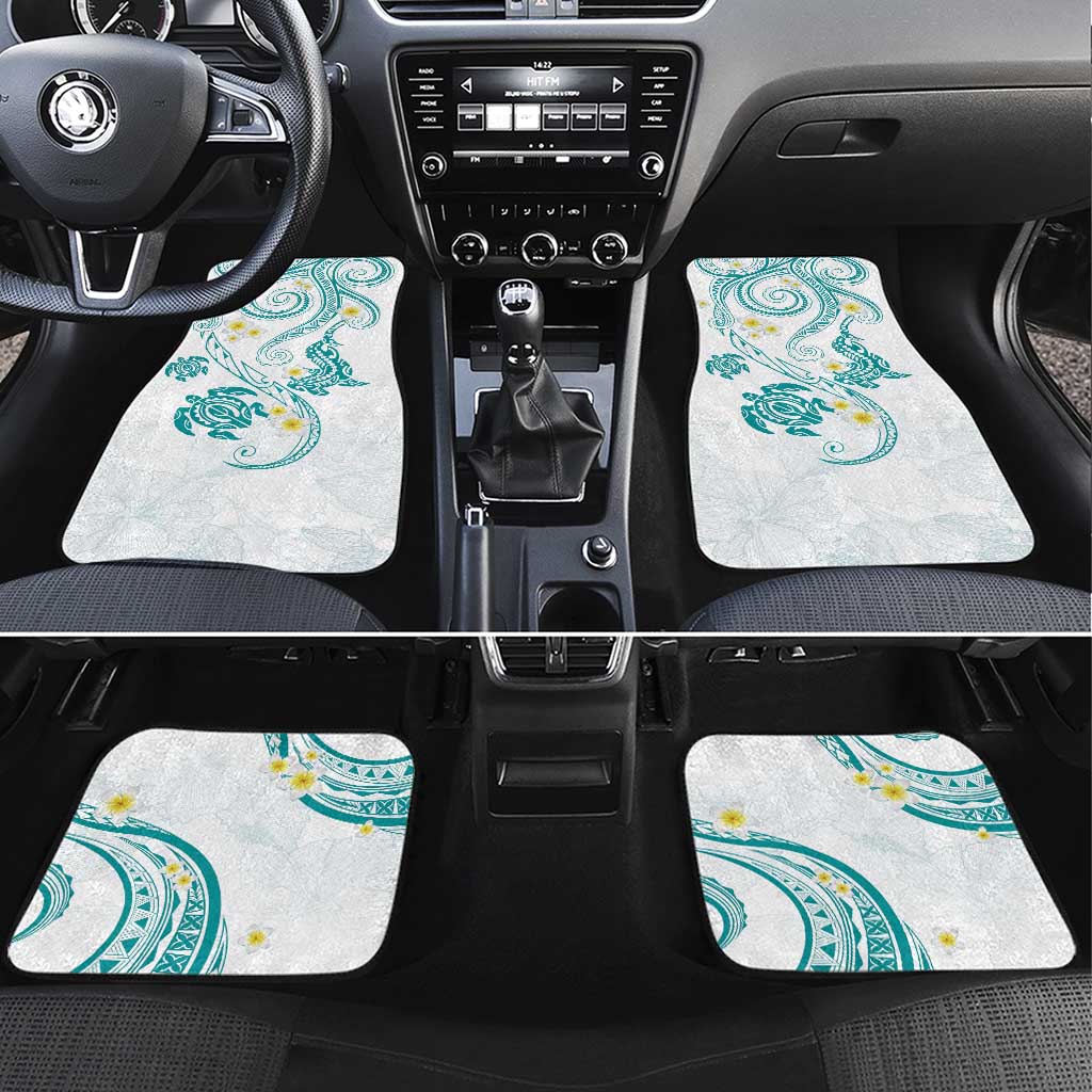 Polynesia Tribal Car Mats Teal Plumeria Tentacles LT7 Set 4pcs Teal - Polynesian Pride