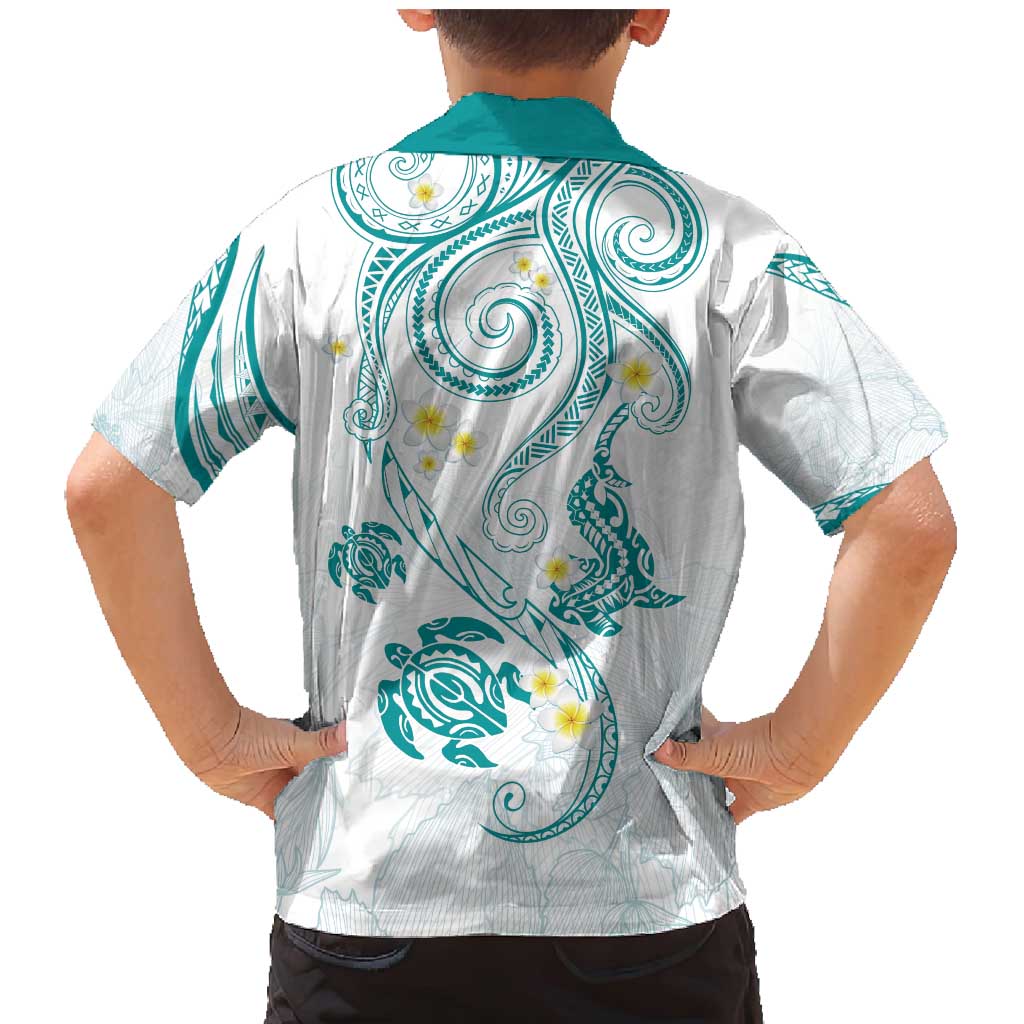Polynesia Tribal Family Matching Mermaid Dress and Hawaiian Shirt Teal Plumeria Tentacles LT7 - Polynesian Pride
