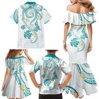 Polynesia Tribal Family Matching Mermaid Dress and Hawaiian Shirt Teal Plumeria Tentacles LT7 - Polynesian Pride