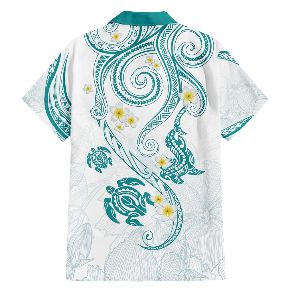 Polynesia Tribal Family Matching Off Shoulder Maxi Dress and Hawaiian Shirt Teal Plumeria Tentacles LT7 - Polynesian Pride