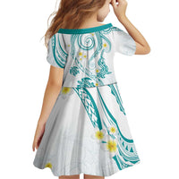 Polynesia Tribal Family Matching Off Shoulder Short Dress and Hawaiian Shirt Teal Plumeria Tentacles LT7 - Polynesian Pride