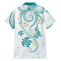 Polynesia Tribal Family Matching Puletasi and Hawaiian Shirt Teal Plumeria Tentacles LT7 - Polynesian Pride