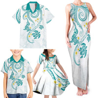 Polynesia Tribal Family Matching Tank Maxi Dress and Hawaiian Shirt Teal Plumeria Tentacles LT7 - Polynesian Pride